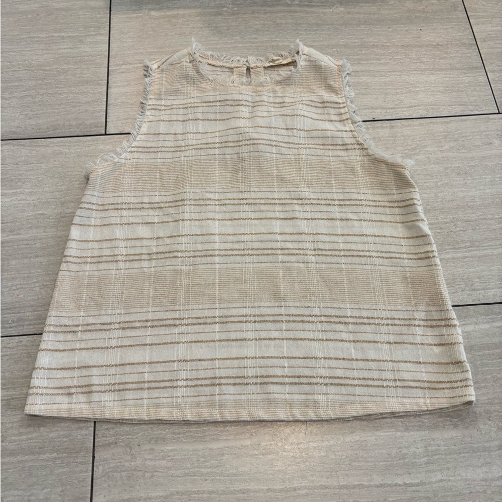 Grade and Gather white and tan sleeveless top